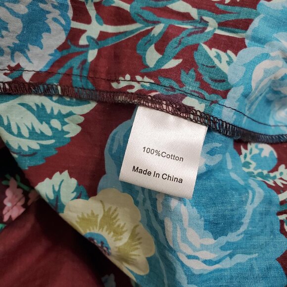 Tuckernuck Alice Midi Dress XL Merlot Oxblood Verdant Floral Print Cotton - Picture 14 of 15